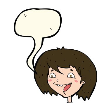 çizgi film mutlu kız konuşma balonu ile