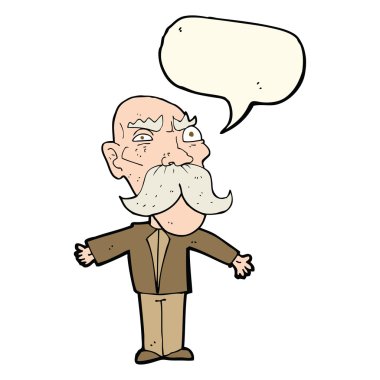 karikatür kızgın yaşlı adam konuşma baloncuğu ile
