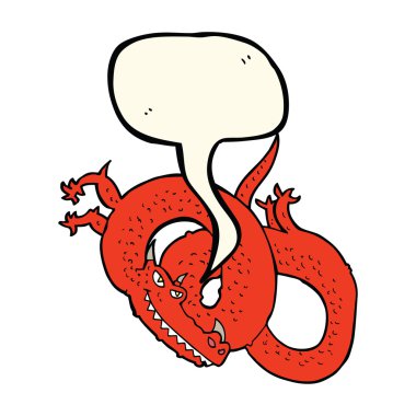 Konuşma baloncuklu çizgi film ejderhası