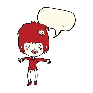 Konuşma baloncuğu olan vampir kız.