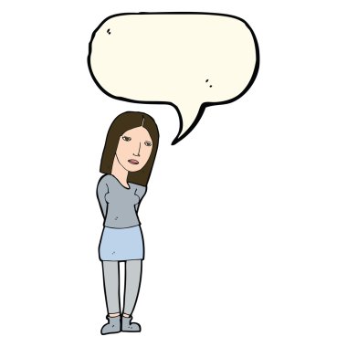 çizgi film kadın konuşma balonu ile bekliyor