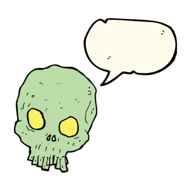 Konuşma baloncuklu garip kafatası