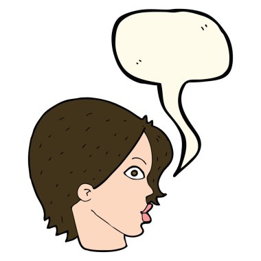 karikatür konuşma balonu ile bakan kadın