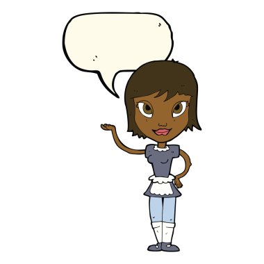 Konuşma balonu olan çizgi film hizmetçisi.