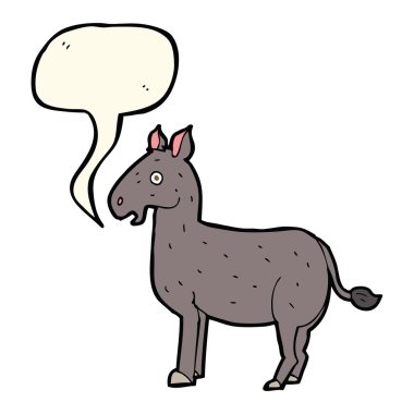 Konuşma baloncuklu çizgi film katırı