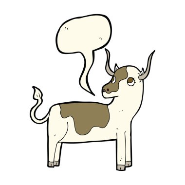 Konuşma baloncuklu çizgi film ineği