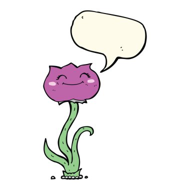 Konuşma baloncuklu karikatür çiçeği