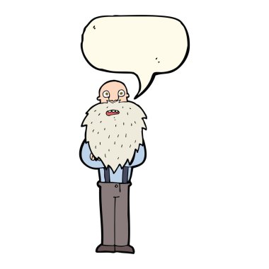 karikatür konuşma balonu ile yaşlı adam sakallı