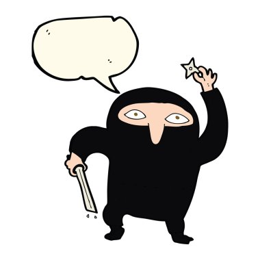 Konuşma baloncuklu çizgi film ninjası