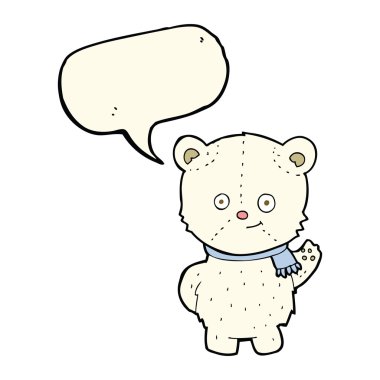 sevimli çizgi kutup ayısı ile konuşma balonu sallayarak