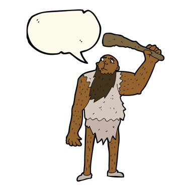 Konuşma baloncuklu çizgi film mağara adamı