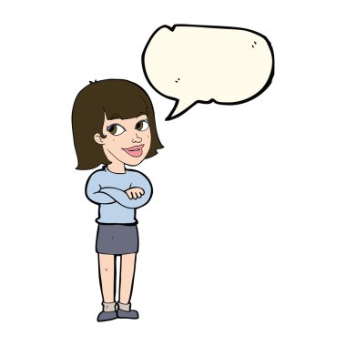 karikatür mutlu kadın konuşma balonu ile bakmaktan