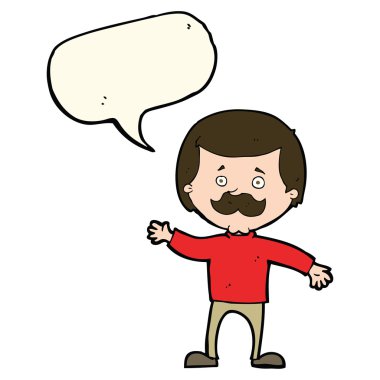 Çizgi film babası konuşma balonuyla el sallıyor