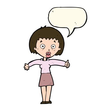 Karikatür, konuşma baloncuğu olan kadını şaşırttı.