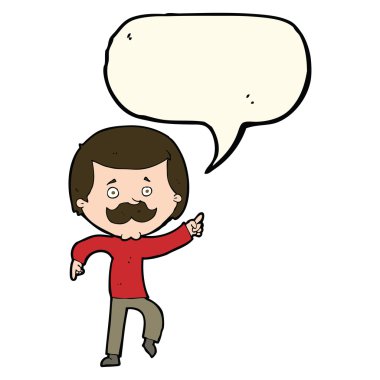 Konuşma baloncuğuyla dans eden baba.