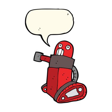 Konuşma baloncuklu çizgi film tankı robotu