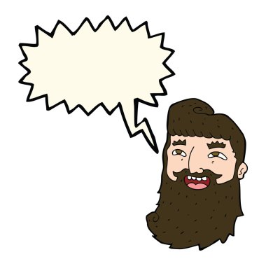 karikatür gülen sakallı adam konuşma baloncuğu ile