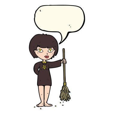 çizgi film güzel cadı kız konuşma balonu ile