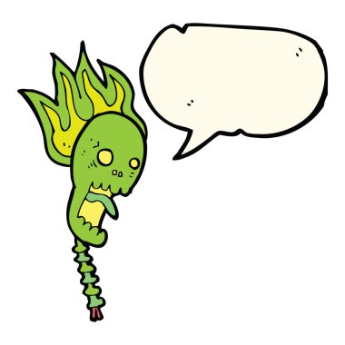 korkunç çizgi film kafatası ile konuşma balonu