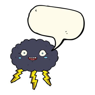 mutlu karikatür yağmur bulutu ile konuşma balonu