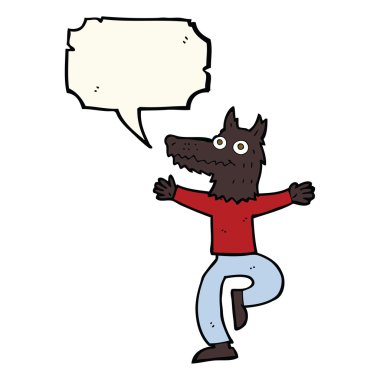 Konuşma balonlu bir kurt adam.