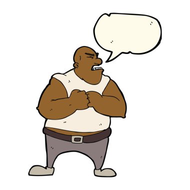 Konuşma baloncuğu olan vahşi bir adam.