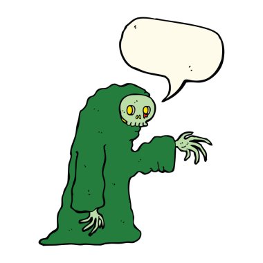 Konuşma baloncuklu tuhaf cadılar bayramı kostümü.