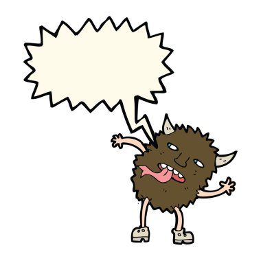 Konuşma baloncuklu komik çizgi film canavarı