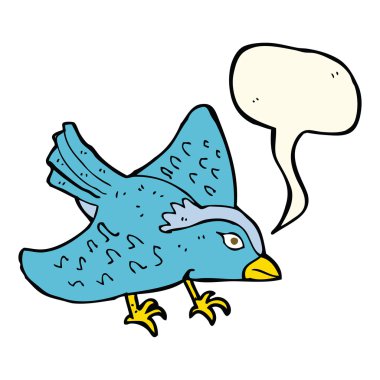 Konuşma baloncuklu çizgi film kuşu.