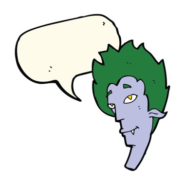 Konuşma balonlu bir vampir kafası.