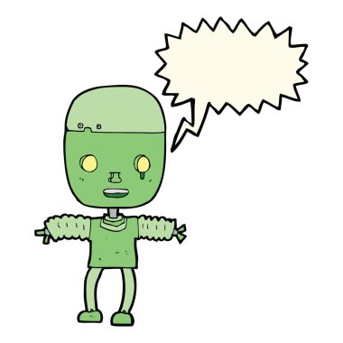 Konuşma baloncuklu çizgi film robotu
