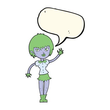 Konuşma baloncuğu olan vampir kız.