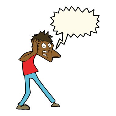 Çizgi filmci konuşma baloncuğuyla panikliyor.