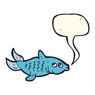 Konuşma baloncuklu çizgi film balığı