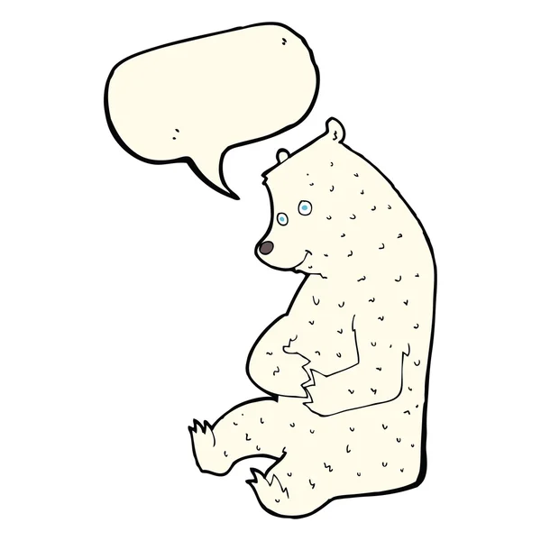 Γελοιογραφία ευτυχισμένη πολική αρκούδα με το συννεφάκι λόγου — Διανυσματικό Αρχείο