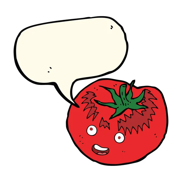 Cartoon tomato with speech bubble — Stock Vector