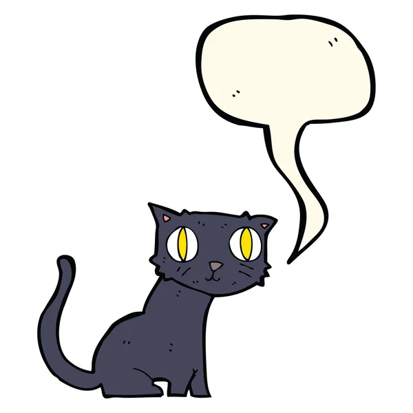 Dessin animé chat noir avec bulle de parole — Image vectorielle