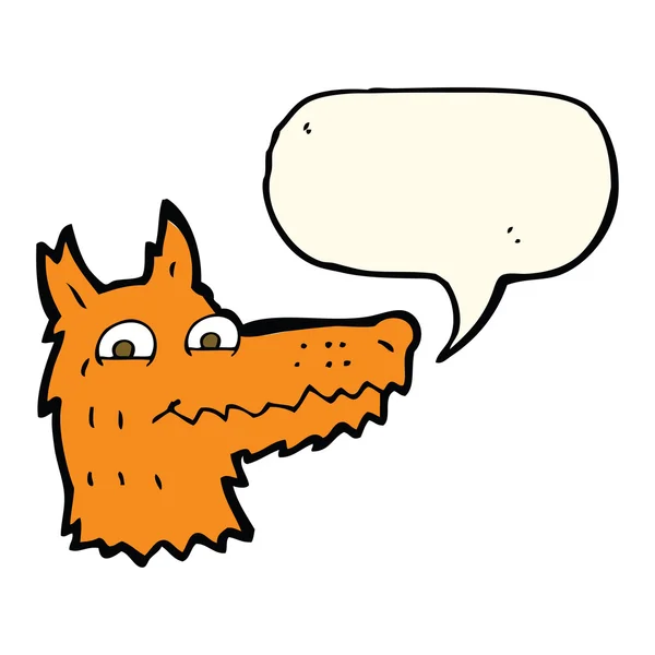 Cartoon fox hoofd met tekstballon — Stockvector