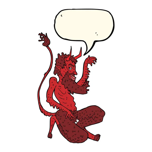 Cartoon traditional devil with speech bubble — Stock Vector