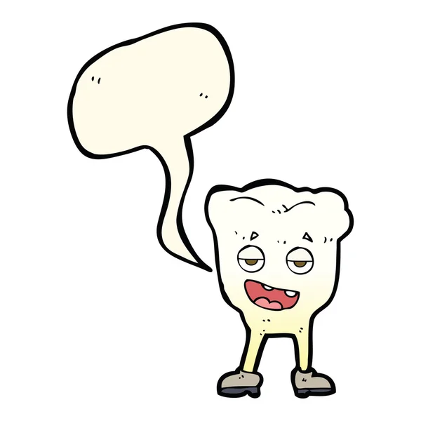 Kreslený zub arogantně s balónem — Stockový vektor