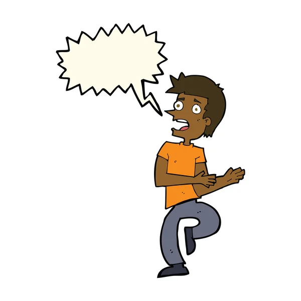 Kreslený stresující muž s bublinou řeči — Stockový vektor