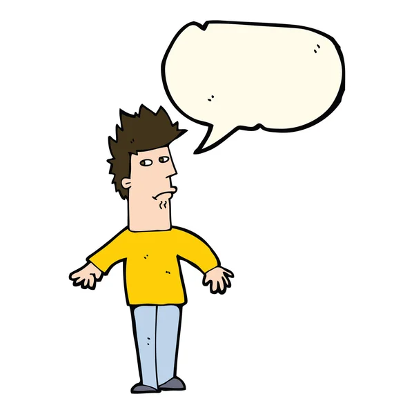 Cartoon worried man with speech bubble — Stock Vector