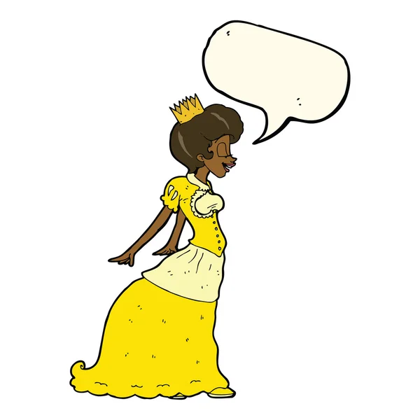 Καρτούν πριγκίπισσα με φούσκα ομιλία — Διανυσματικό Αρχείο
