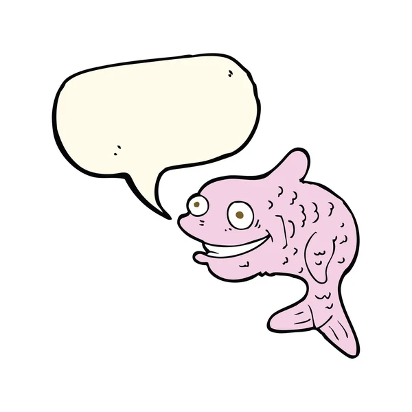 Dibujos animados peces felices con burbuja de habla — Archivo Imágenes Vectoriales
