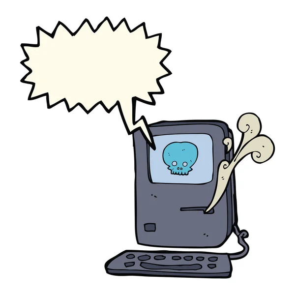 Dibujos animados virus de la computadora con burbuja del habla — Archivo Imágenes Vectoriales