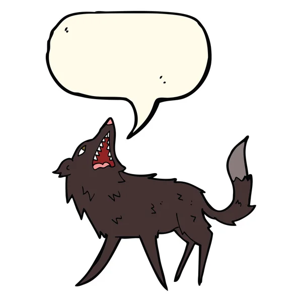 Cartoon snapping wolf met spraakbel — Stockvector
