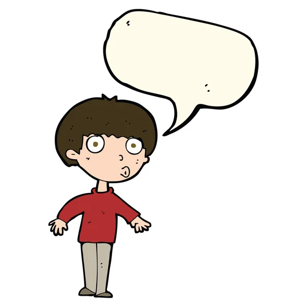 Dibujos animados chico sorprendido con burbuja del habla — Archivo Imágenes Vectoriales