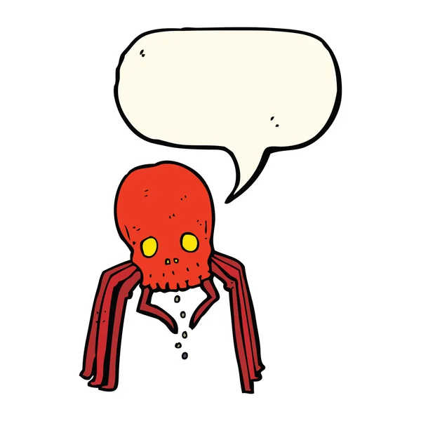 Cartoon spooky skull spider with speech bubble — Stock Vector