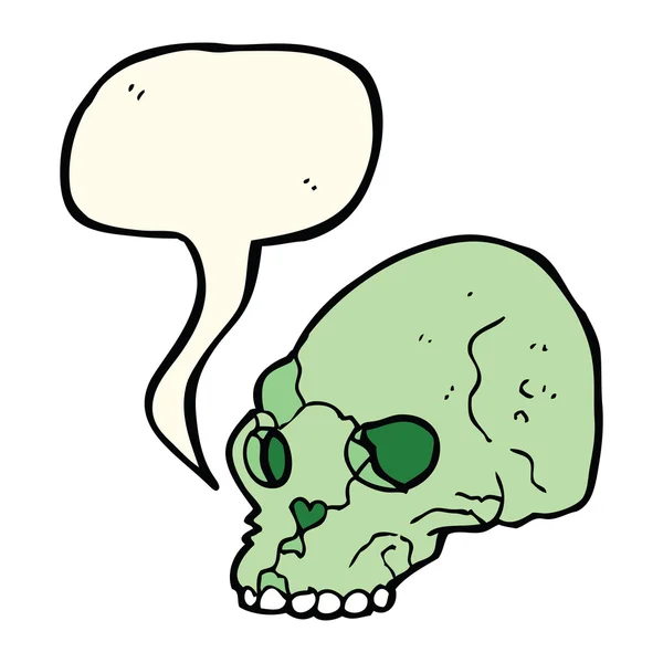 Calavera espeluznante de dibujos animados con burbuja del habla — Archivo Imágenes Vectoriales