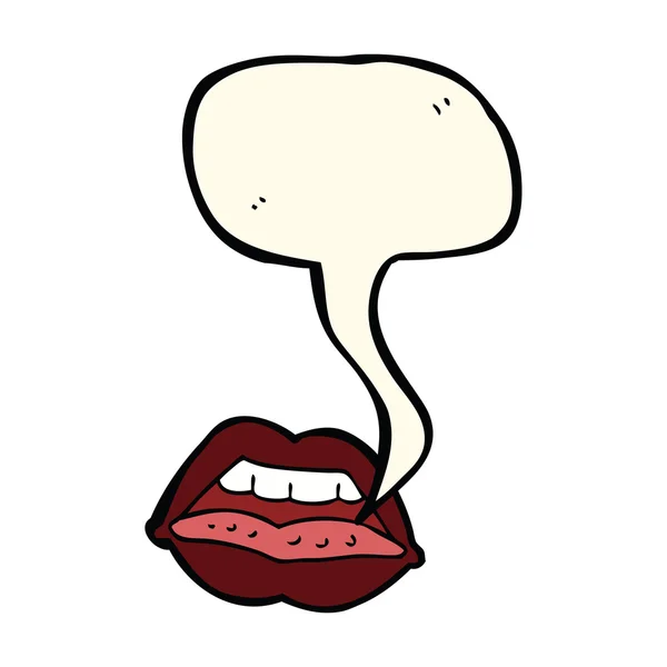 Cartoon sexy lippen symbool met spraakbel — Stockvector